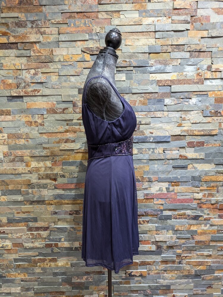 Sue Wong Plum Double Strap Pelted Mesh Party Dress, Size 8