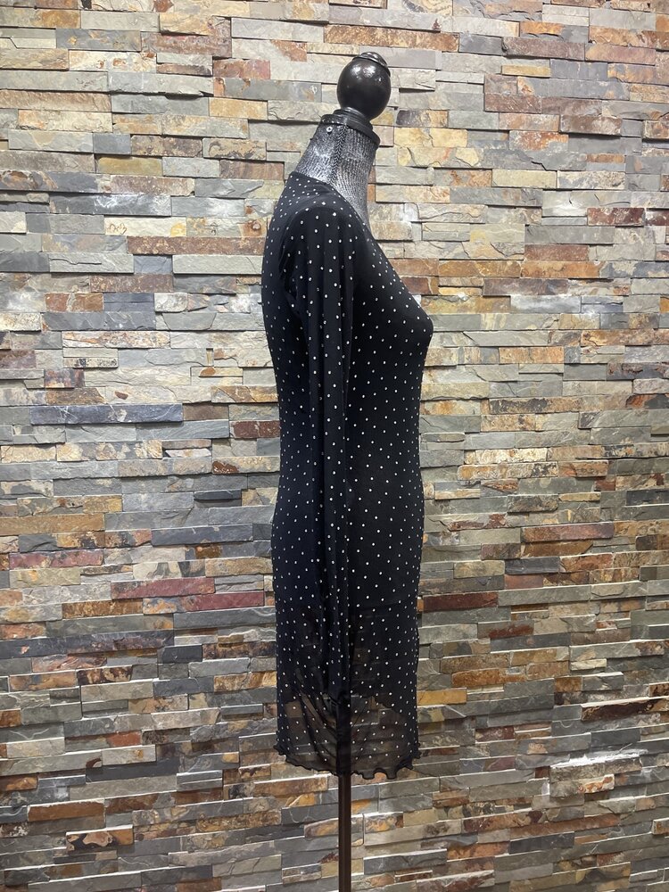 Bear Dance Black Mesh See-through Long Sleeve Party Dress,