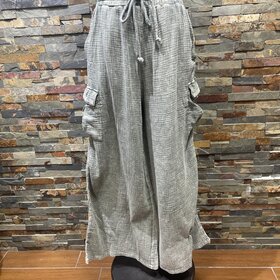 Easel Pacific Green Cotton Gauze Lounge Cargo Pant