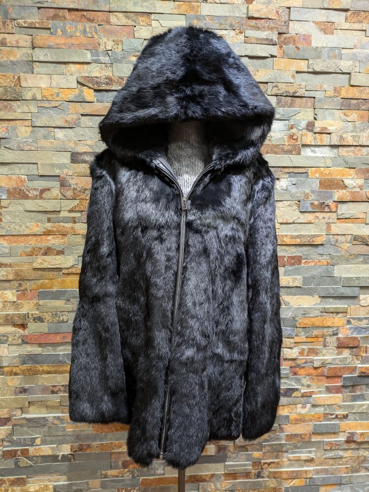 Black Rabbit Jacket w/Hood, Size L
