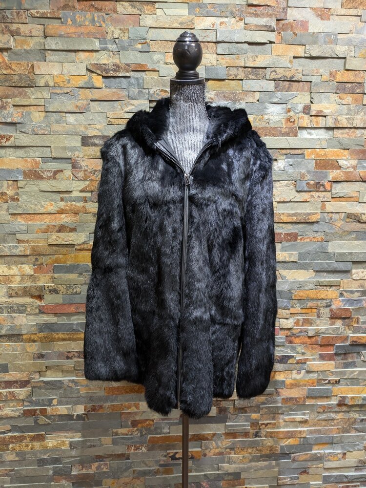 Black Rabbit Jacket w/Hood, Size L
