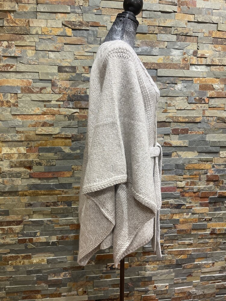 Taupe Sweater Poncho with Belt