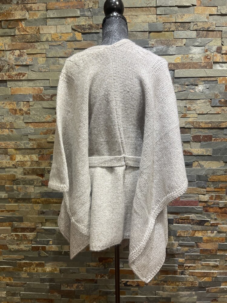 Taupe Sweater Poncho with Belt