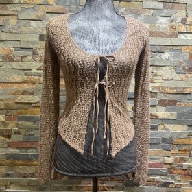 Bear Dance Chocolate Tie Front Top