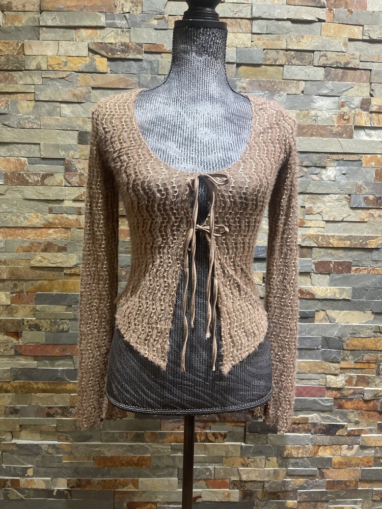 Bear Dance Chocolate Tie Front Top