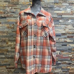 Brown and Black Plaid Flannel Shacket w/Pockets