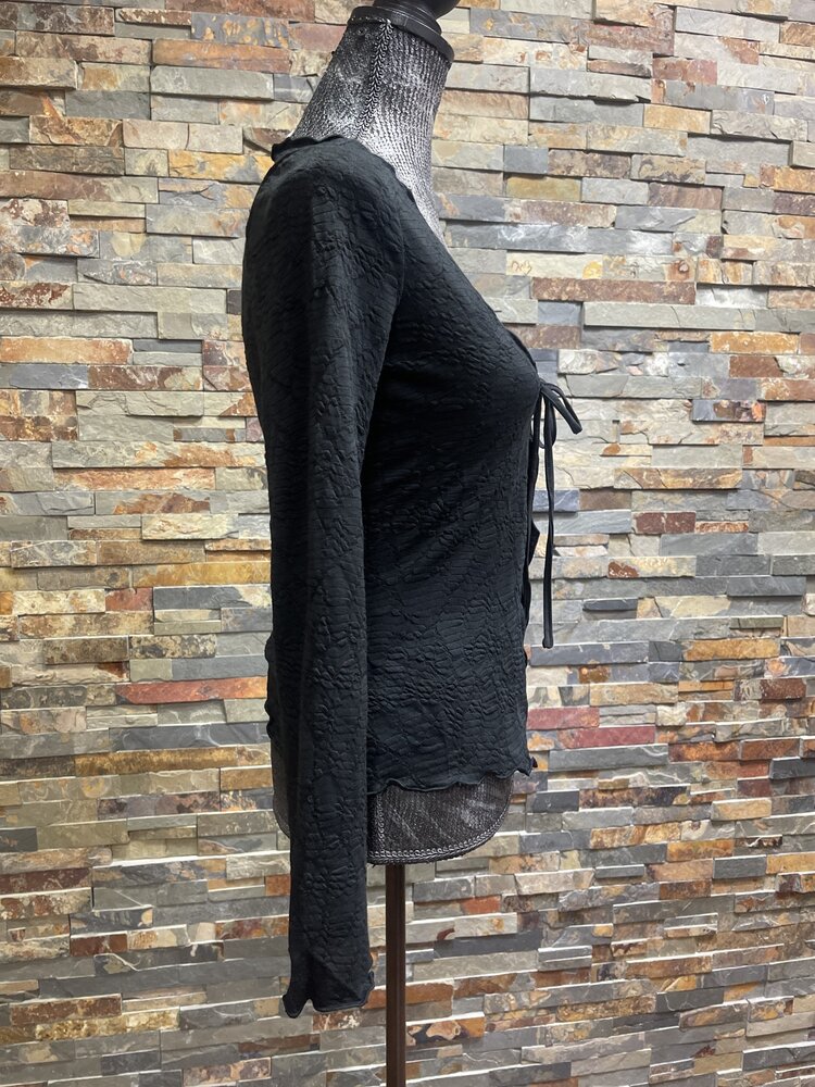 Bear Dance Black Long Sleeve Tie Front Shirt