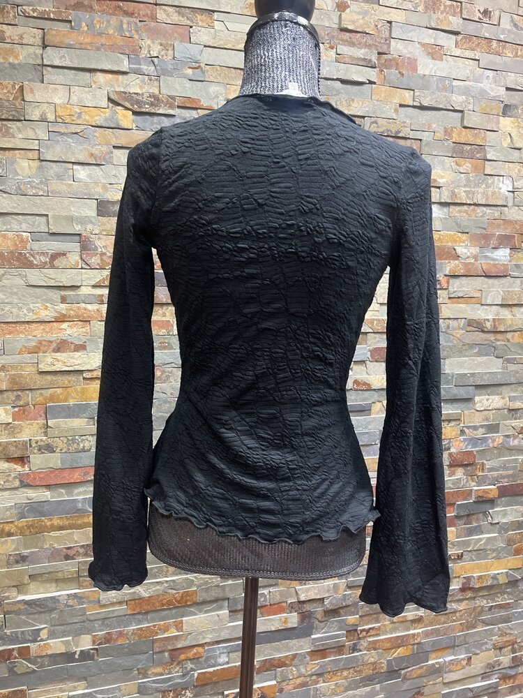 Bear Dance Black Long Sleeve Tie Front Shirt