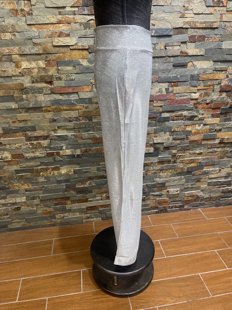 Silver Fly Elastic Waist High Rise Waist Wide Trousers