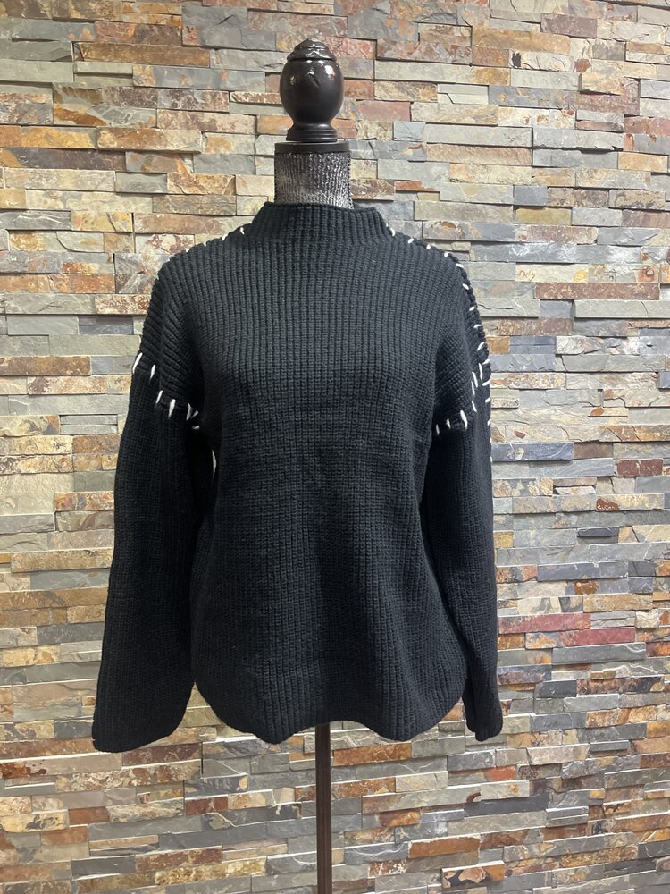 Black Oversized Knit Pullover