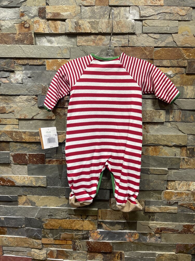 Red & White Striped 1st Christmas Reindeer Footie