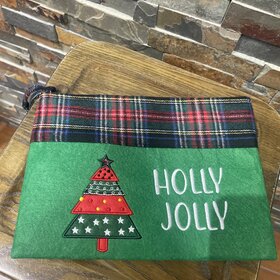 Wona Trading Green Holly Jolly Letter Christmas Tree Pouch Bag