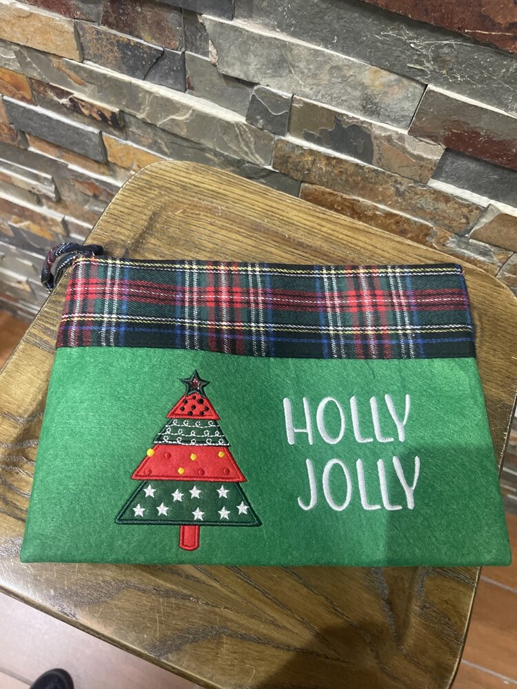 Wona Trading Green Holly Jolly Letter Christmas Tree Pouch Bag