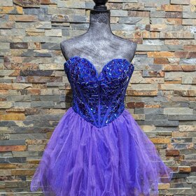 Sherri Hill Royal Blue & Purple Fit and Flare Party Dress, Size 4