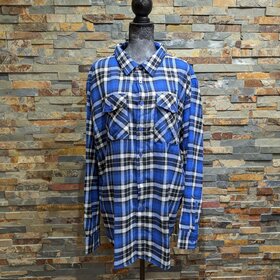Blue Plaid Flannel Shirt, Size 3XL