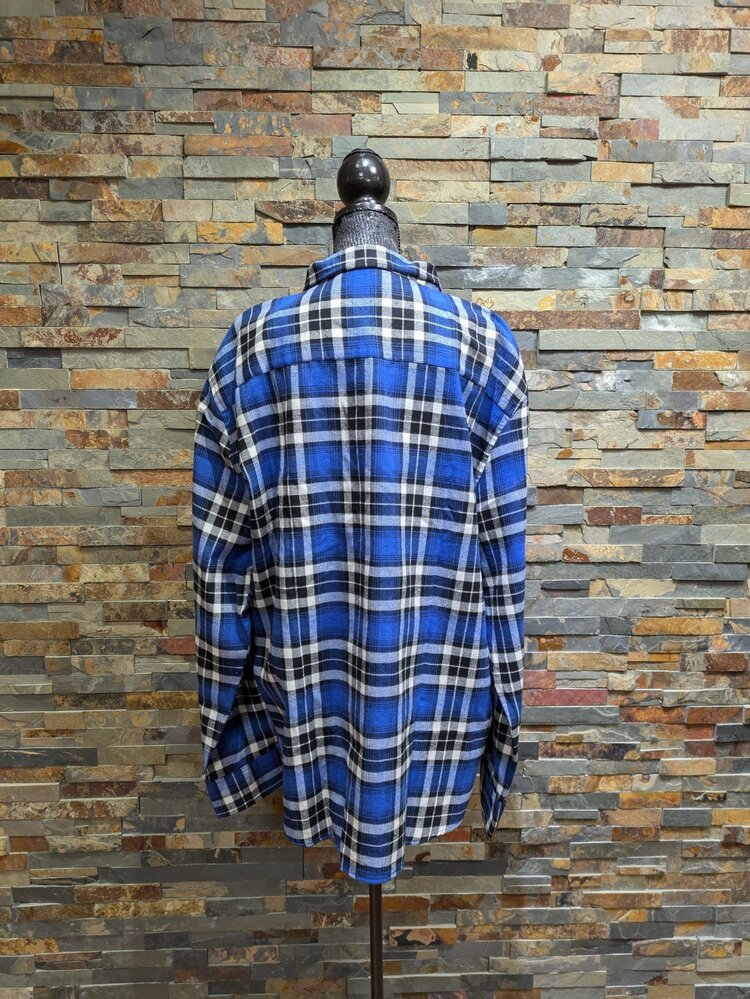 Blue Plaid Flannel Shirt, Size 3XL