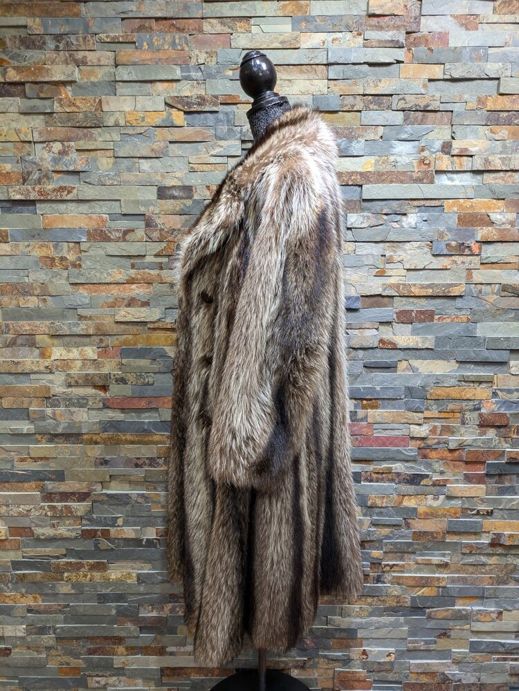 Light Brown North American Raccoon Full Length Coat, Size S