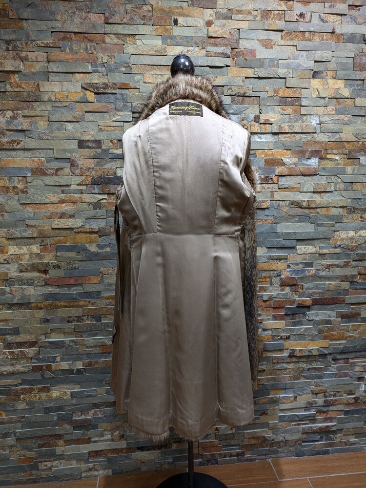 Light Brown North American Raccoon Full Length Coat, Size S