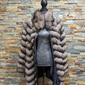 Dark Brown Fox Reversable Black Jacket, Size S