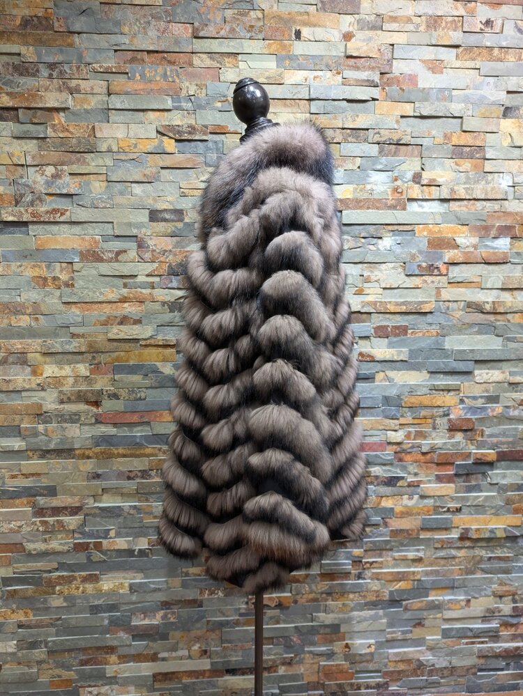 Dark Brown Fox Reversable Black Jacket, Size S