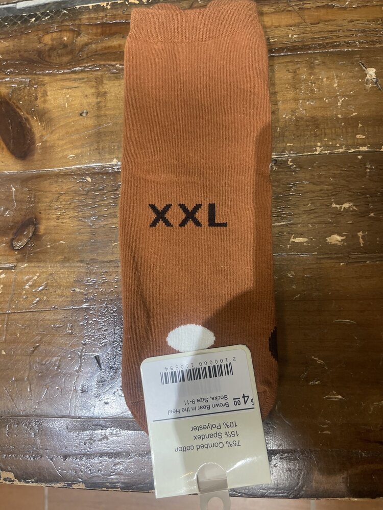 Wona Trading Brown Bear in the Heel Socks, Size 9-11