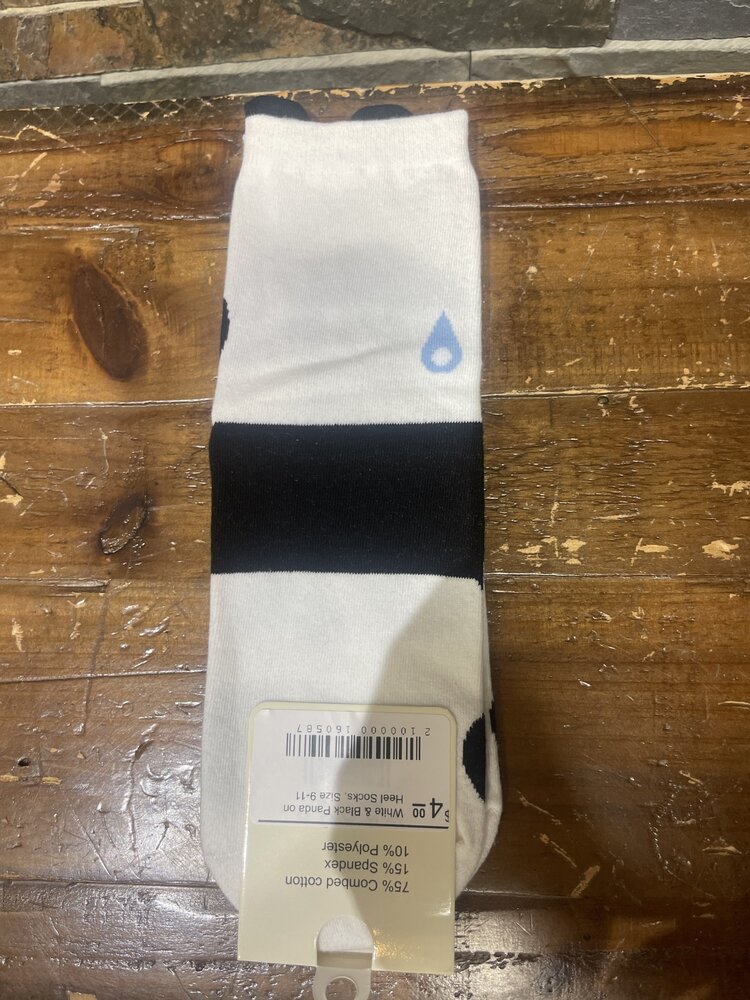 Wona Trading White & Black Panda on Heel Socks, Size 9-11
