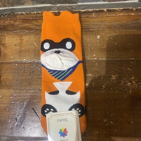 Wona Trading Orange Mouse on Heel Socks, Size 9-11