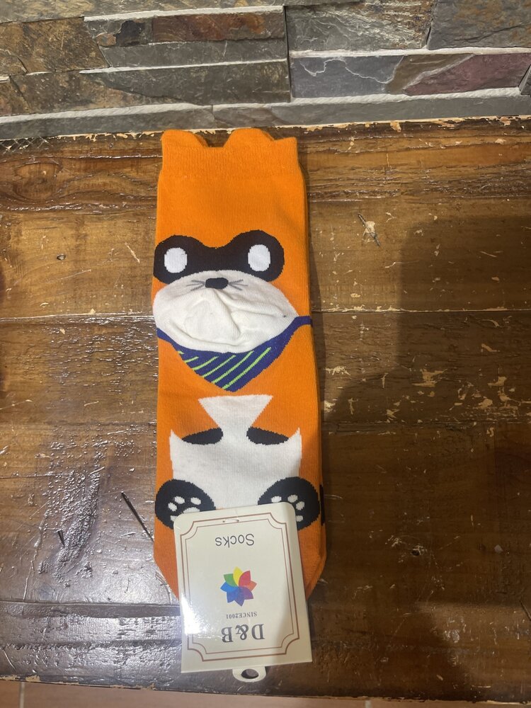 Wona Trading Orange Mouse on Heel Socks, Size 9-11