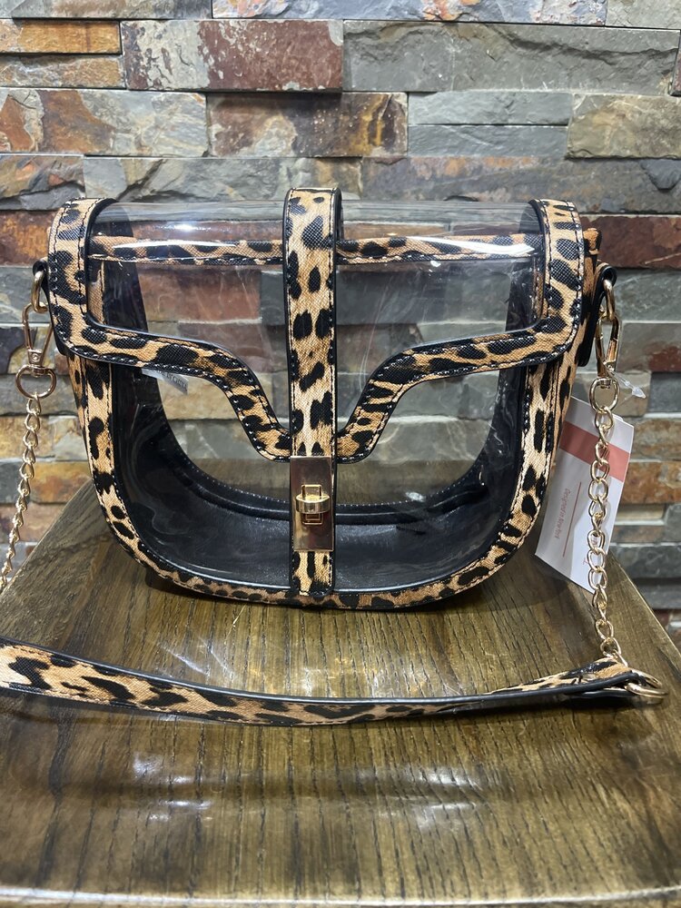 Wona Trading Clear Saddle Bag w/ Animal Print  Trim