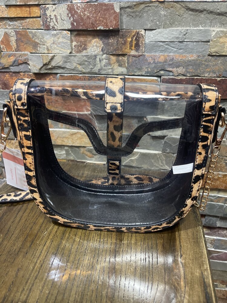 Wona Trading Clear Saddle Bag w/ Animal Print  Trim