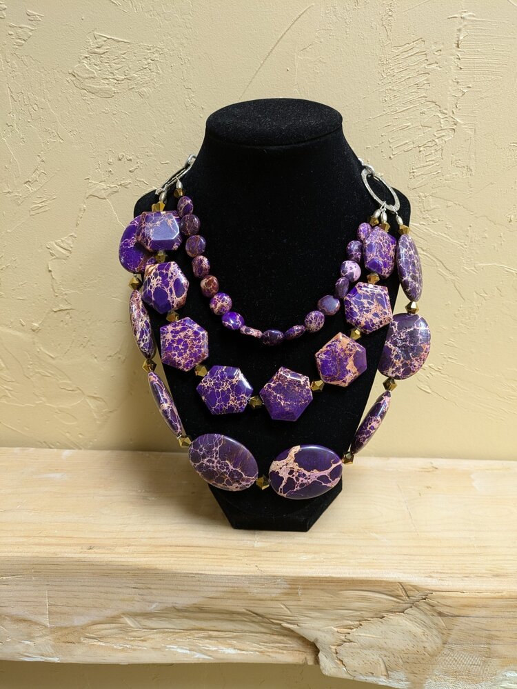 Purple Tumbled Stone Necklace