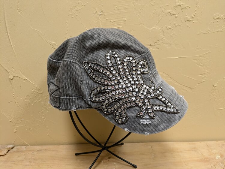 Gray & Silver Bejeweled Hat