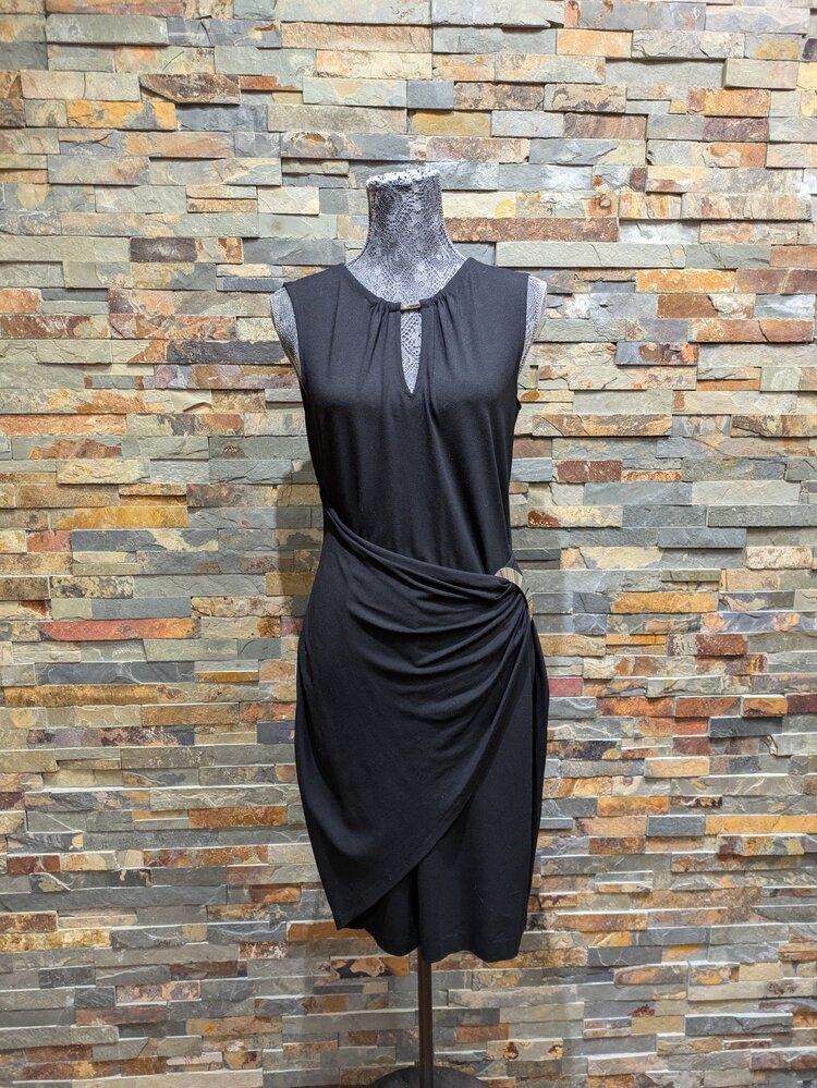 Caché Black Professional Cocktail w/ Key Hole Neck, Size L