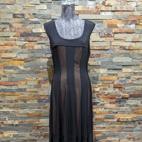 Connected Apparel Black Sheer & Nude Under Dress, Size 12