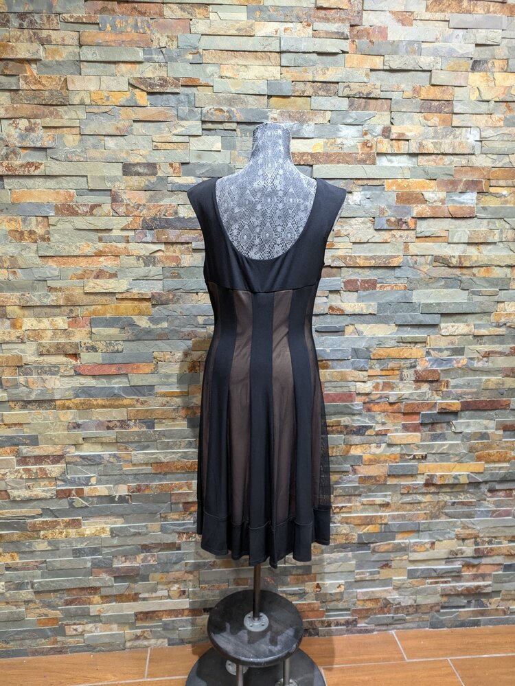 Connected Apparel Black Sheer & Nude Under Dress, Size 12
