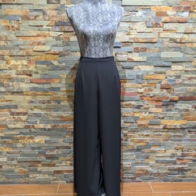 JS Collection Black Chiffon Wide Leg Evening Pants, Size 14