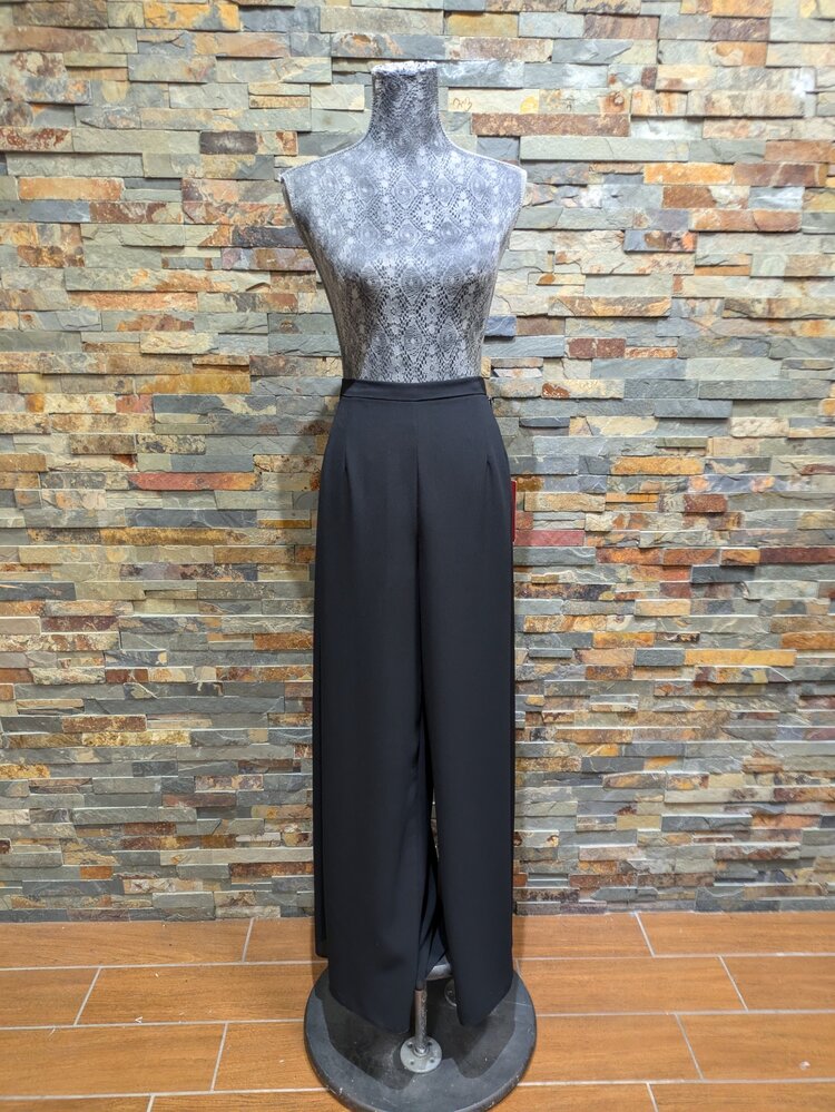 JS Collection Black Chiffon Wide Leg Evening Pants, Size 14