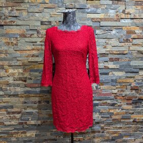 Adrianna Papell Red Lace Short Sleeve Sheath Dress, Size 8