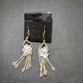 Silver & Iridescent Beaded Earrings