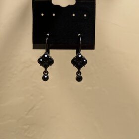Silver & Black Gem Drop Earrings