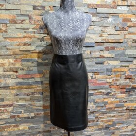 Black Lamb Leather Skirt, Size M