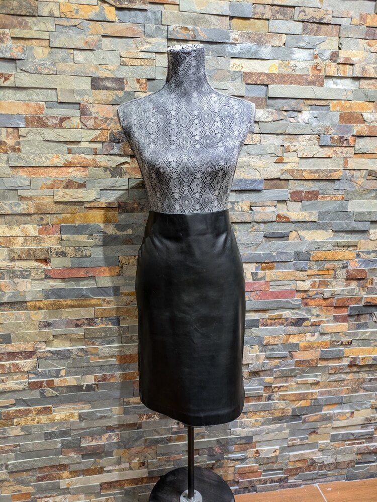 Black Lamb Leather Skirt, Size M