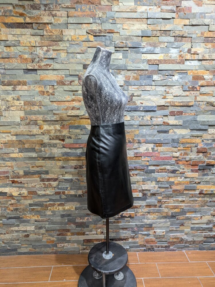 Black Lamb Leather Skirt, Size M
