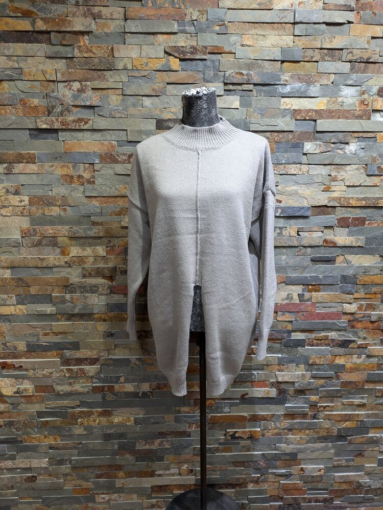 Light Gray Mid Length Split Sweater Dress