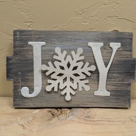 Gray & White Joy Wood Sign