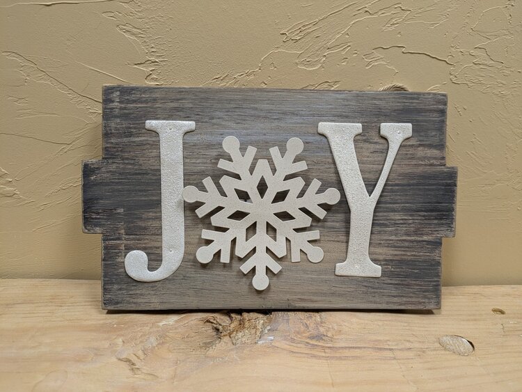 Gray & White Joy Wood Sign