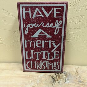 Red Have Yourself a Merry Little Christmas 5 X 8 Wood Sign