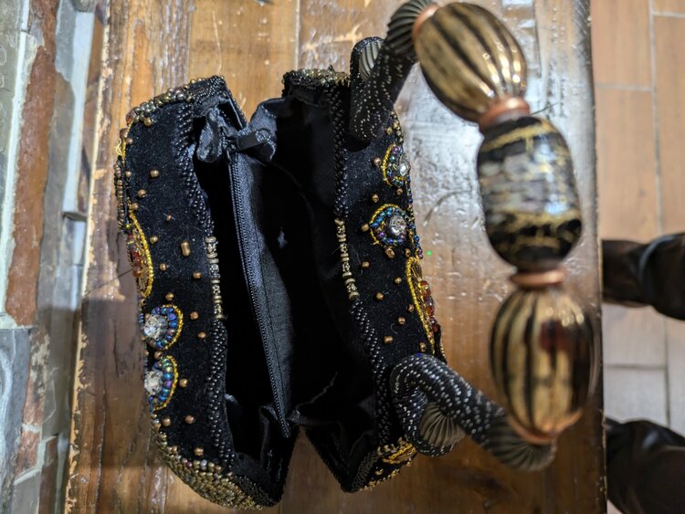 Black Fully Beaded Handbag