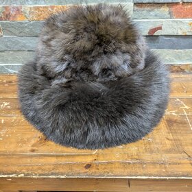 Brown Knitted Sable with Fox Trim Adjustable Hat