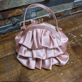 Pink Satin Ruffle Handbag